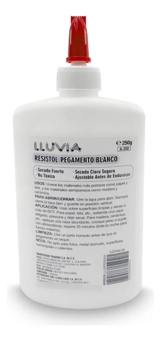 Pegamento Blanco Lluvia 250 G Adhesivo Escolar Multiusos