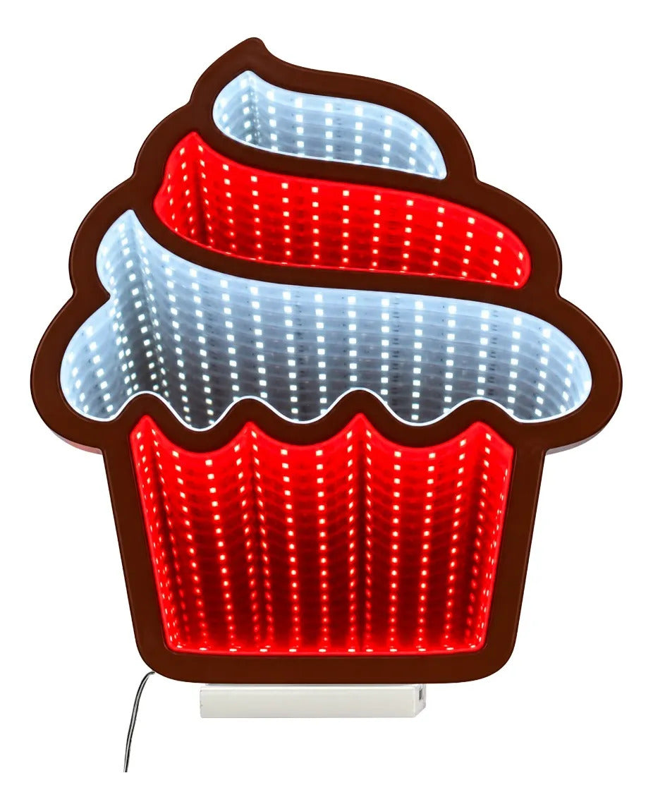 Figura Cupcake Lluvia Con Luz Infinita Efecto Espejo 36 cm