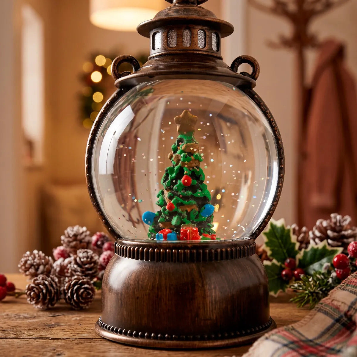 Lámpara de Agua Lluvia Farol Vintage Navideño 20 cm