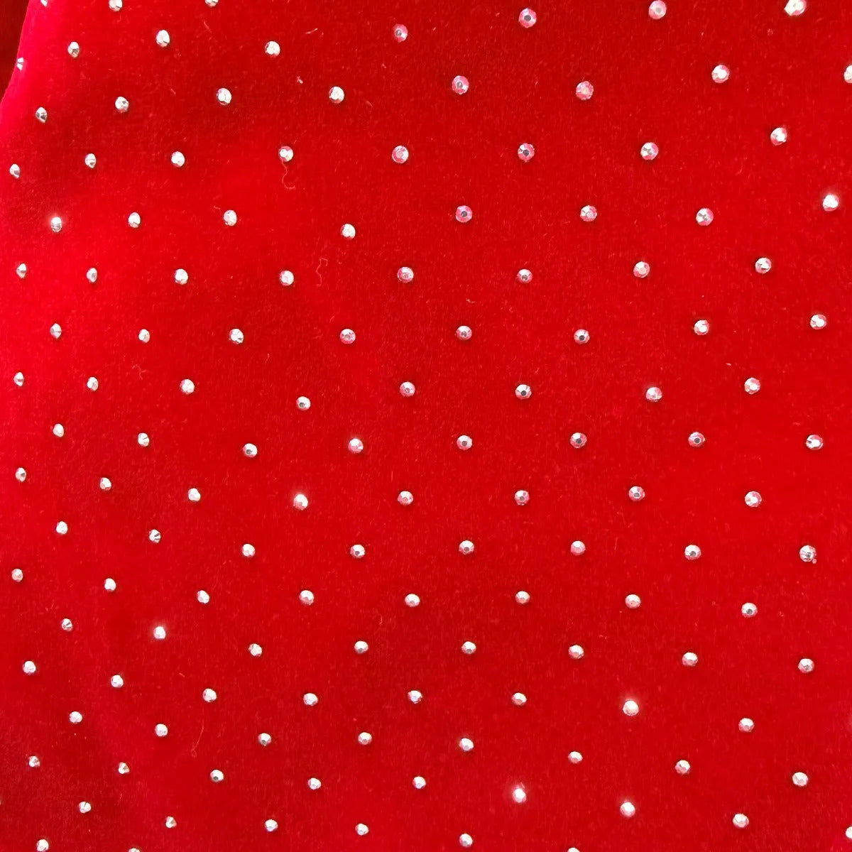 Moño Navideño Rojo Con Piedritas Plata Brillantes 40 Cm