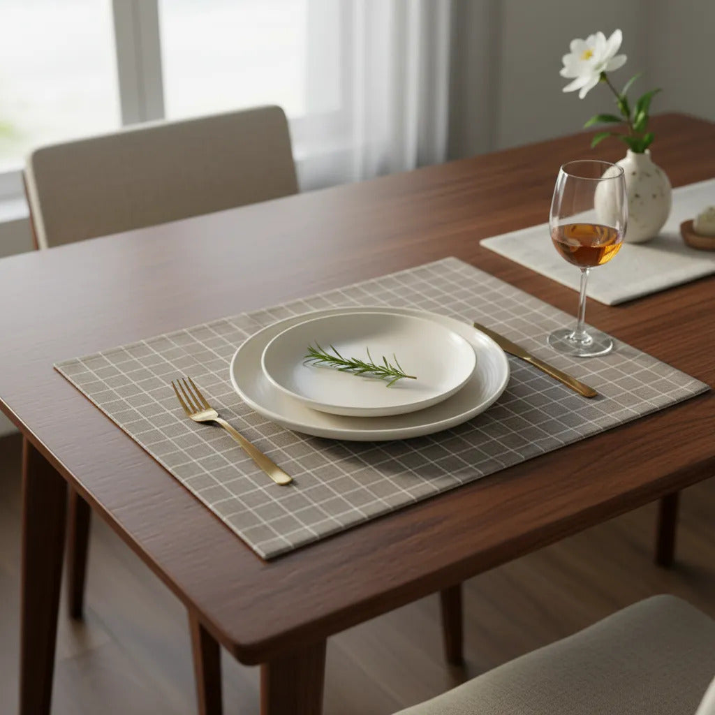 Manteles Individuales Set 6 Piezas Dos Colores Gris Y Cafe