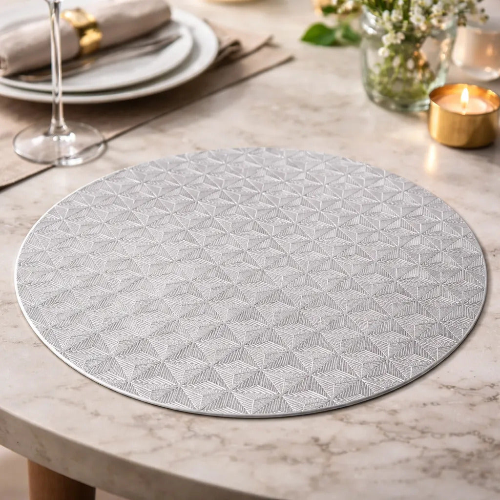Manteles De Mesa Redondos Metálicos 6 Piezas Dos Colores