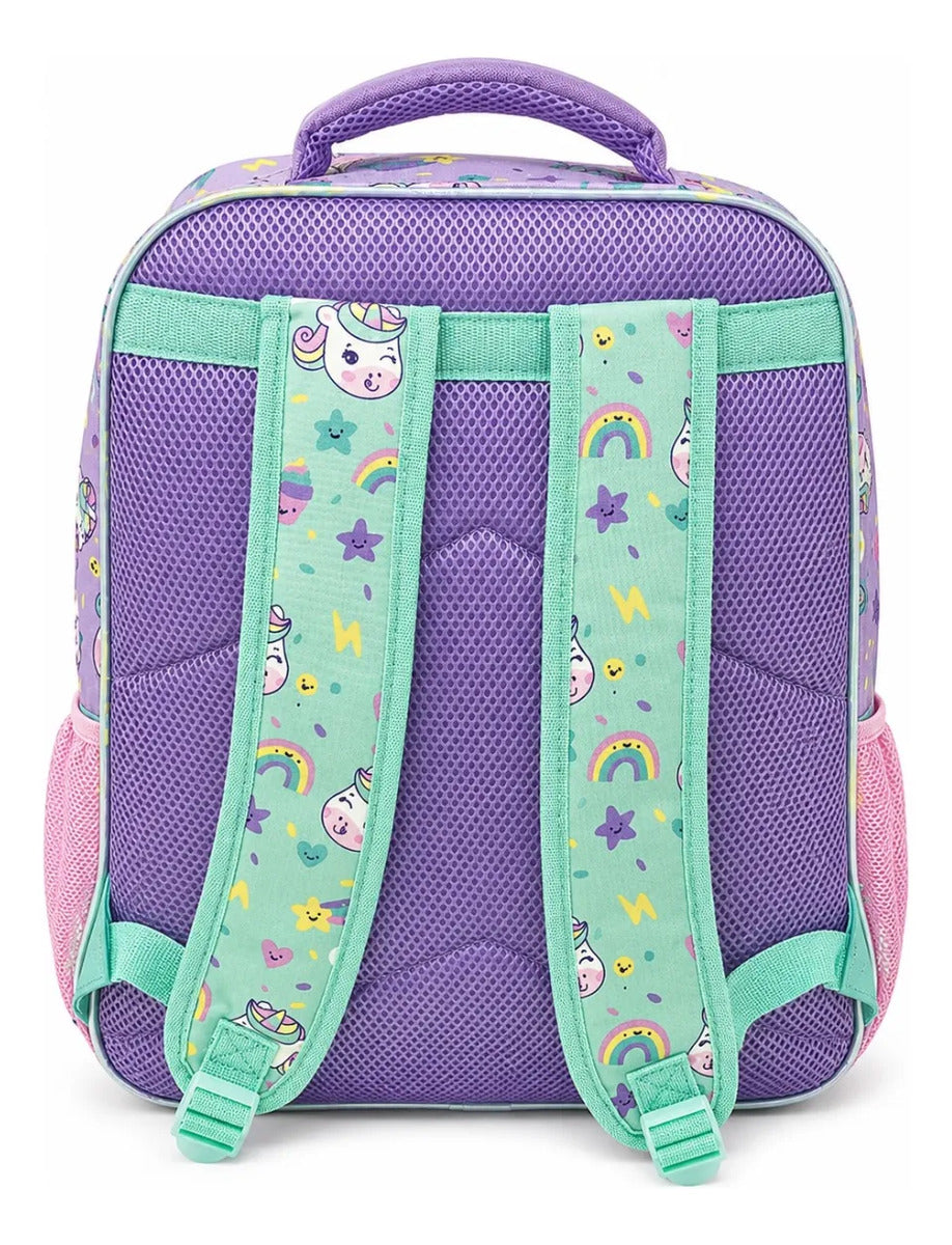 Set Tres Piezas Lluvia Unicornio Lila Con Lonchera Lapicera