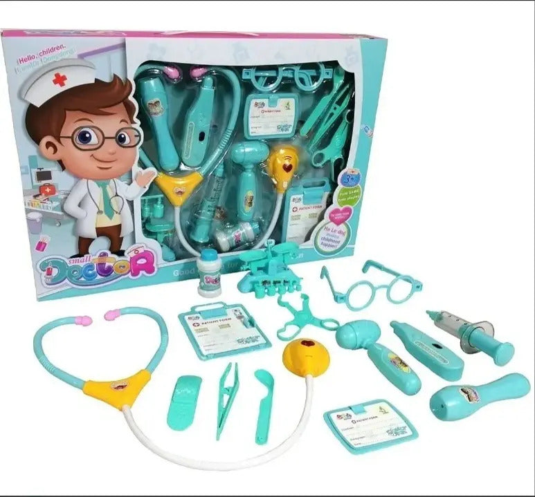 Set Doctor Infantil 15 Piezas Estetoscopio Con Luz Y Sonido