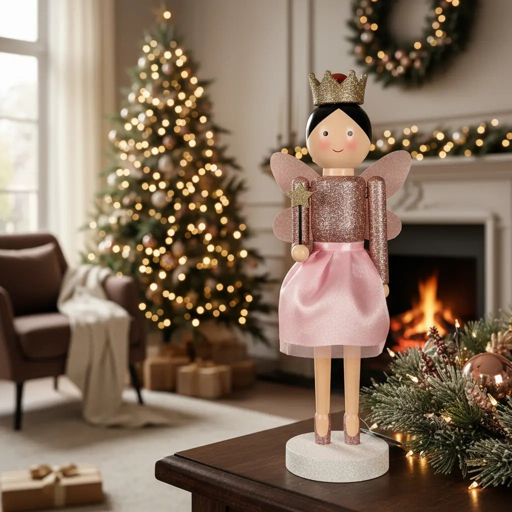 Muñeca Navidad Lluvia Hada Mágica Con Varita 35 Cm