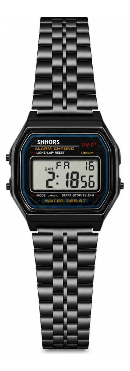 Reloj Digital Shhors Negro Alarma Cronómetro Luz Led
