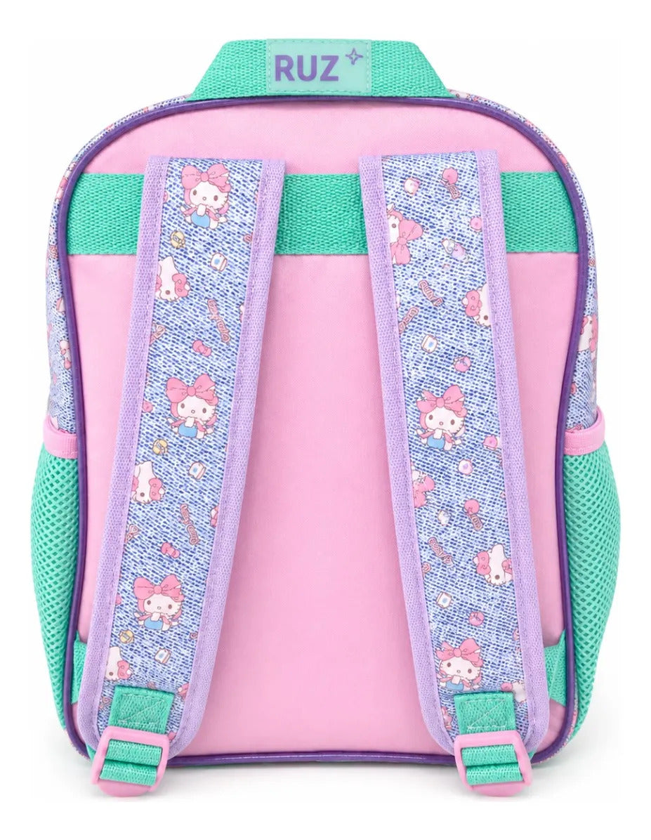 Mochila Kinder Ruz Hello Kitty Con Moño Grande Rosa Y Oso