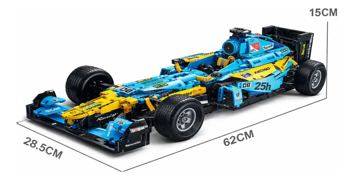 Carro Tipo Fórmula 1 Azul De Bloques 1698 Piezas Escala 1:8
