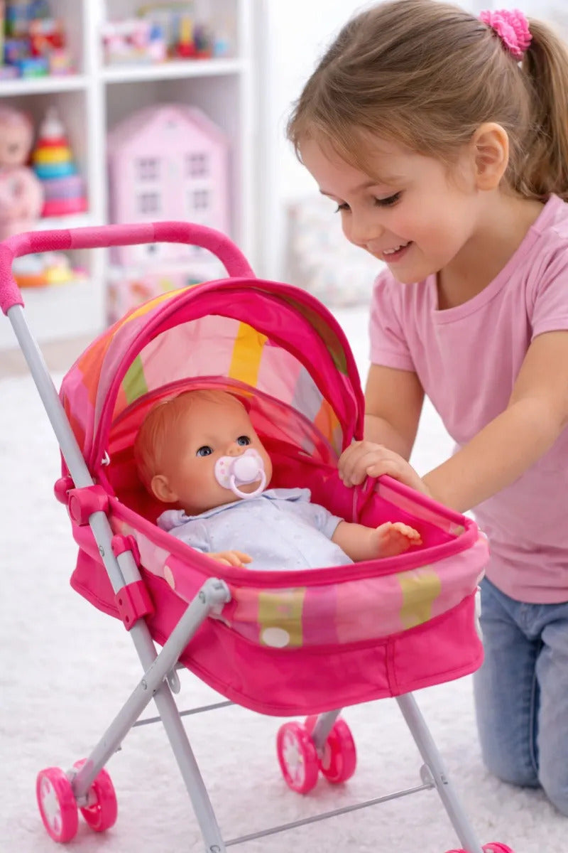 Carreola Para Muñeca Tipo Moisés Con Llanta Doble 56 Cm