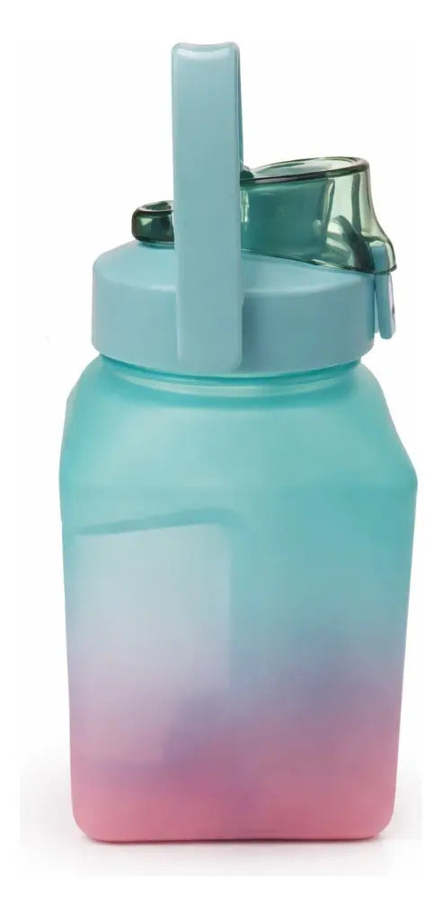 Vaso Grande 1.5 L Diseño Difuminado Con Popote Y Correa