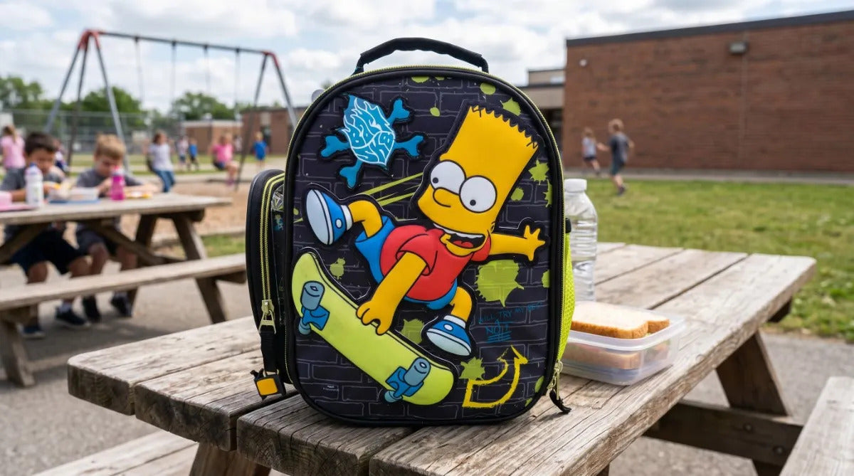 Lonchera Escolar Yadatex Bart Simpson Negra Y Verde Neon