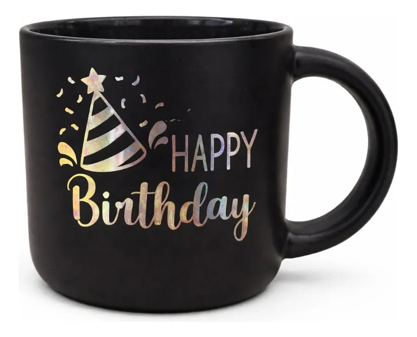 Taza Happy Birthday Holografico Surimax 350 Ml  4 Colores