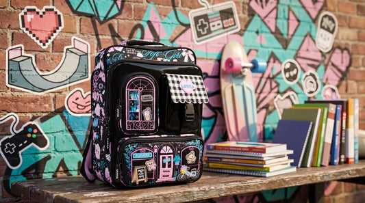 Mochila Lluvia Negra Casita Y Ositos Con Velcro Desmontables