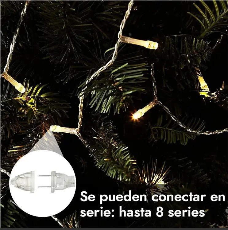 Serie Luz Calida  200 Focos Led 10 M Cable Transparente