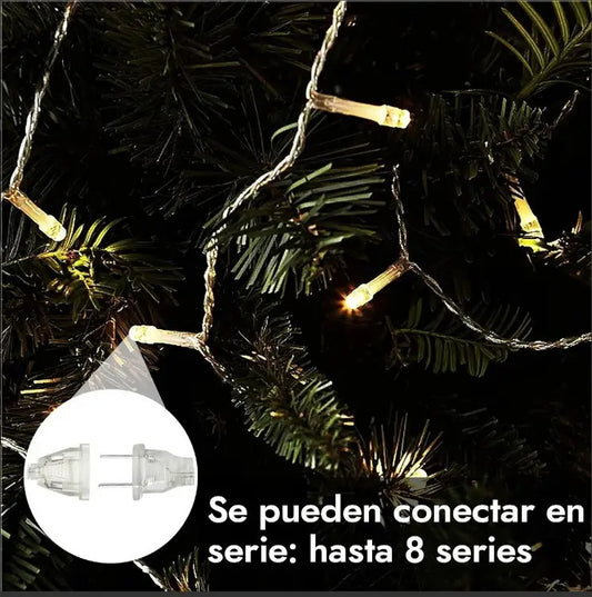 Serie Luz Calida  200 Focos Led 10 M Cable Transparente