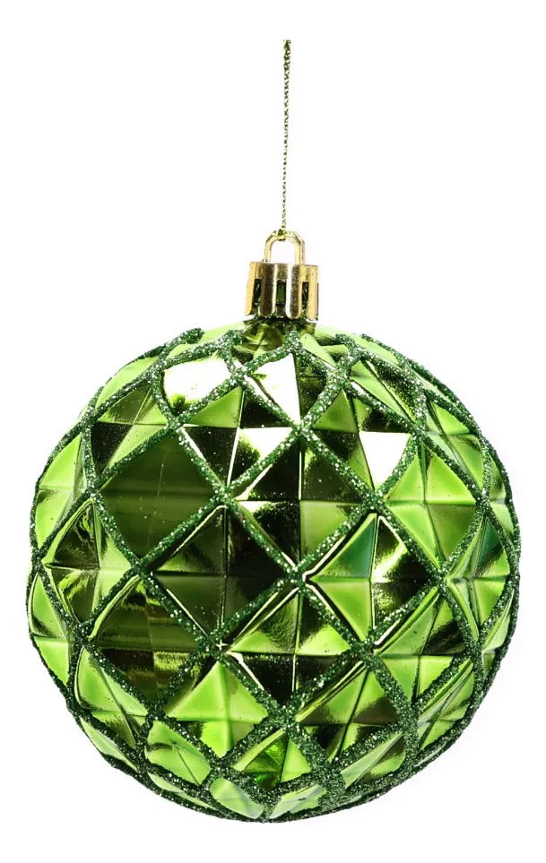 Set Esferas Navideñas Lluvia Verde Manzana 30 Piezas 8 Cm