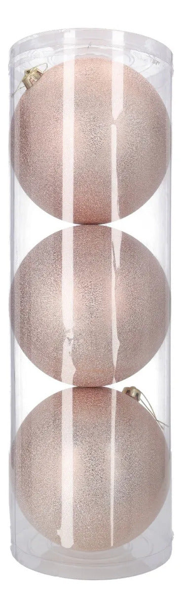 Esfera Lluvia Gigante Champagne Rosado Escarchado 20 cm