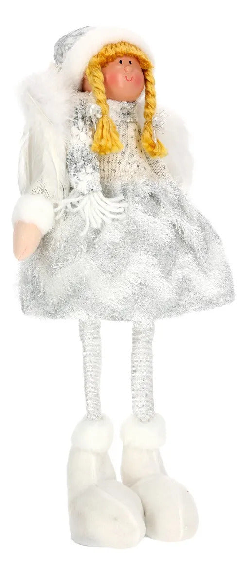 Hada Navideña Lluvia con Luz Vestido Blanco 67 cm