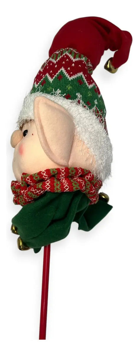 Decoracion Cabeza De Duende Navideño Lluvia 62x10x15 Cm