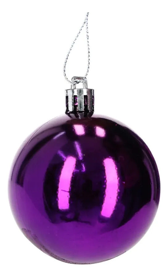 Set Esferas Navideñas Lluvia Fucsia Magenta 30 Piezas 6 Cm