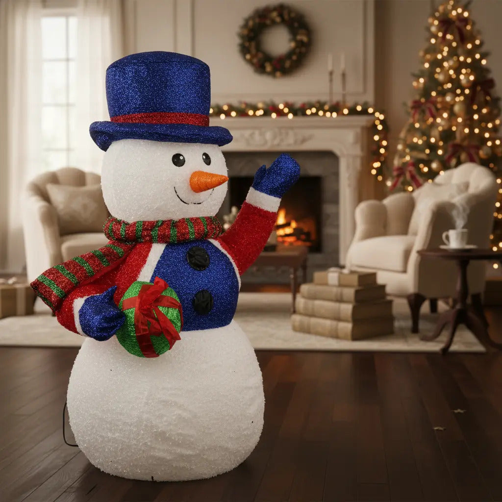 Inflable Navideño Muñeco De Nieve Con Regalo Marca Lluvia