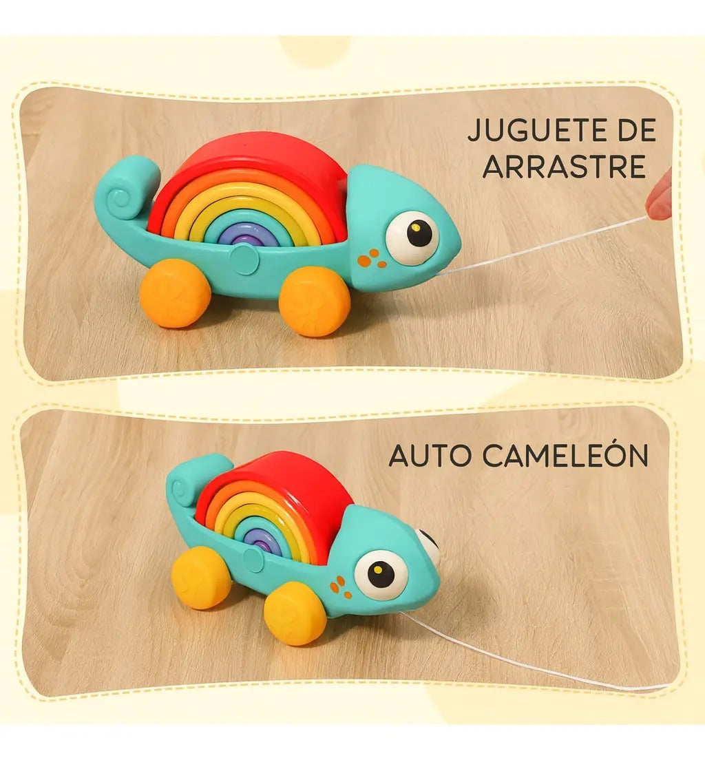 Juguete Didáctico Camaleón De Colores Con Aros Arcoíris