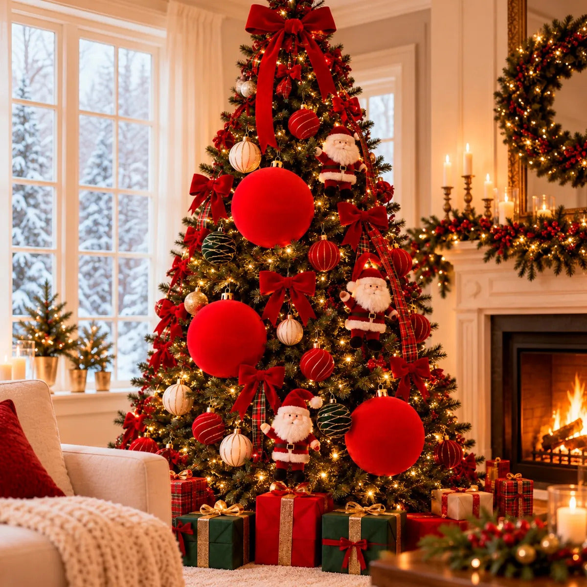 Esferas Navideñas Lluvia Jumbo Rojo 2 Piezas 20 cm