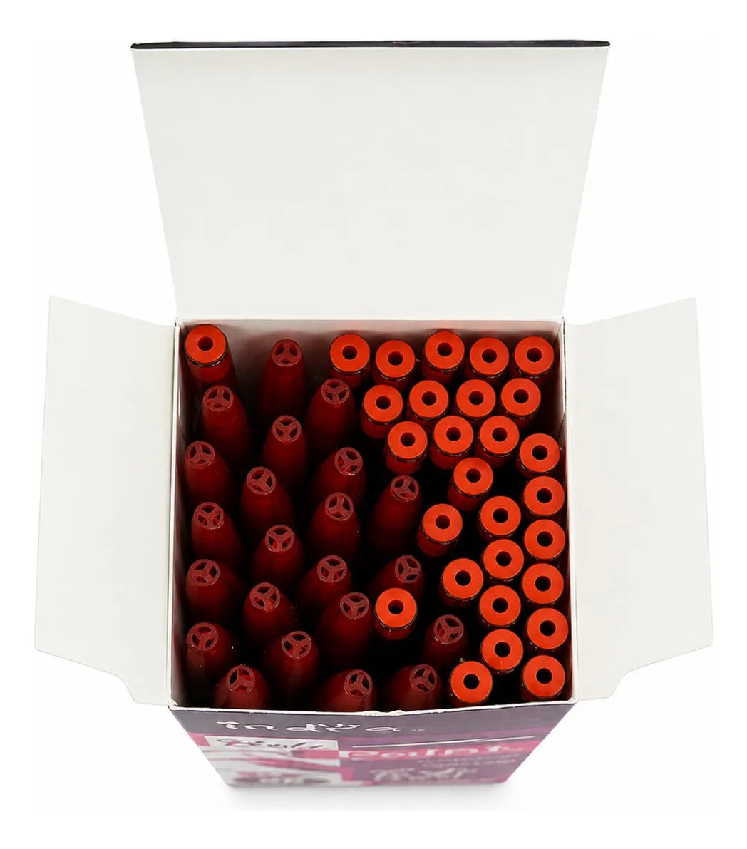 Plumas Indra Escolar Tinta Roja Punto Medio 1.0 Mm 50 Piezas