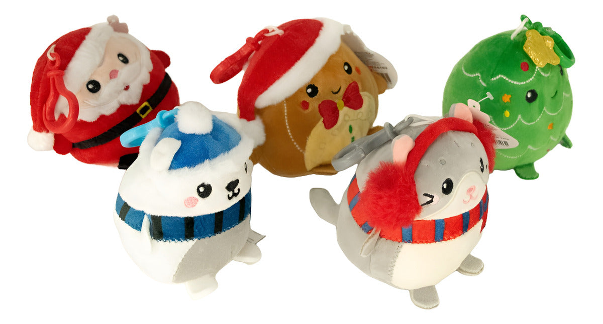 Decoracion 5 Muñecos Navideños Arbol,santa Y Gato 10x8x8 Cm