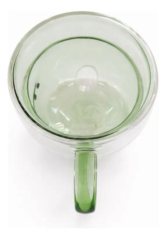 Taza De Vidrio Con Diseño De Osito Verde Doble Pared 280 Ml