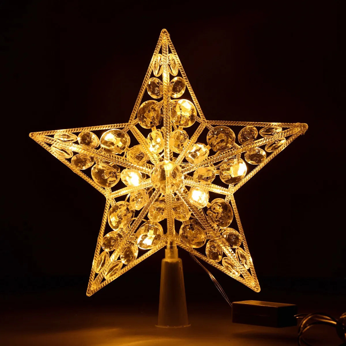 Punta De Árbol JL Dorada Efecto Diamante 20 Luces Led