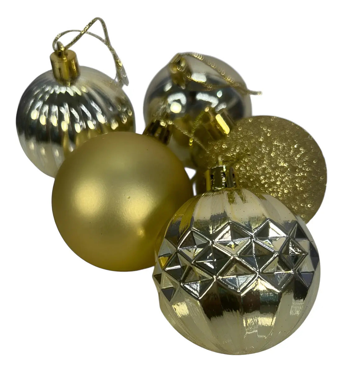 Esferas Navideñas 30 Piezas Elegancia Dorada Con Relieve 6cm
