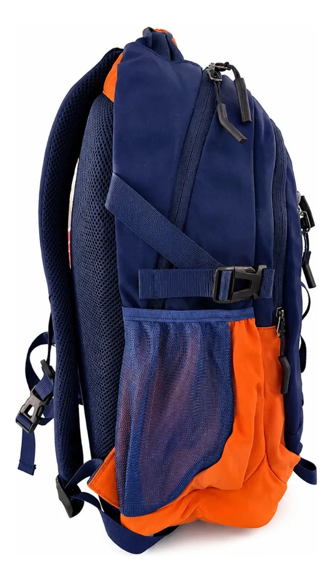 Mochila Juvenil Lluvia Azul Marino Y Naranja Moderna