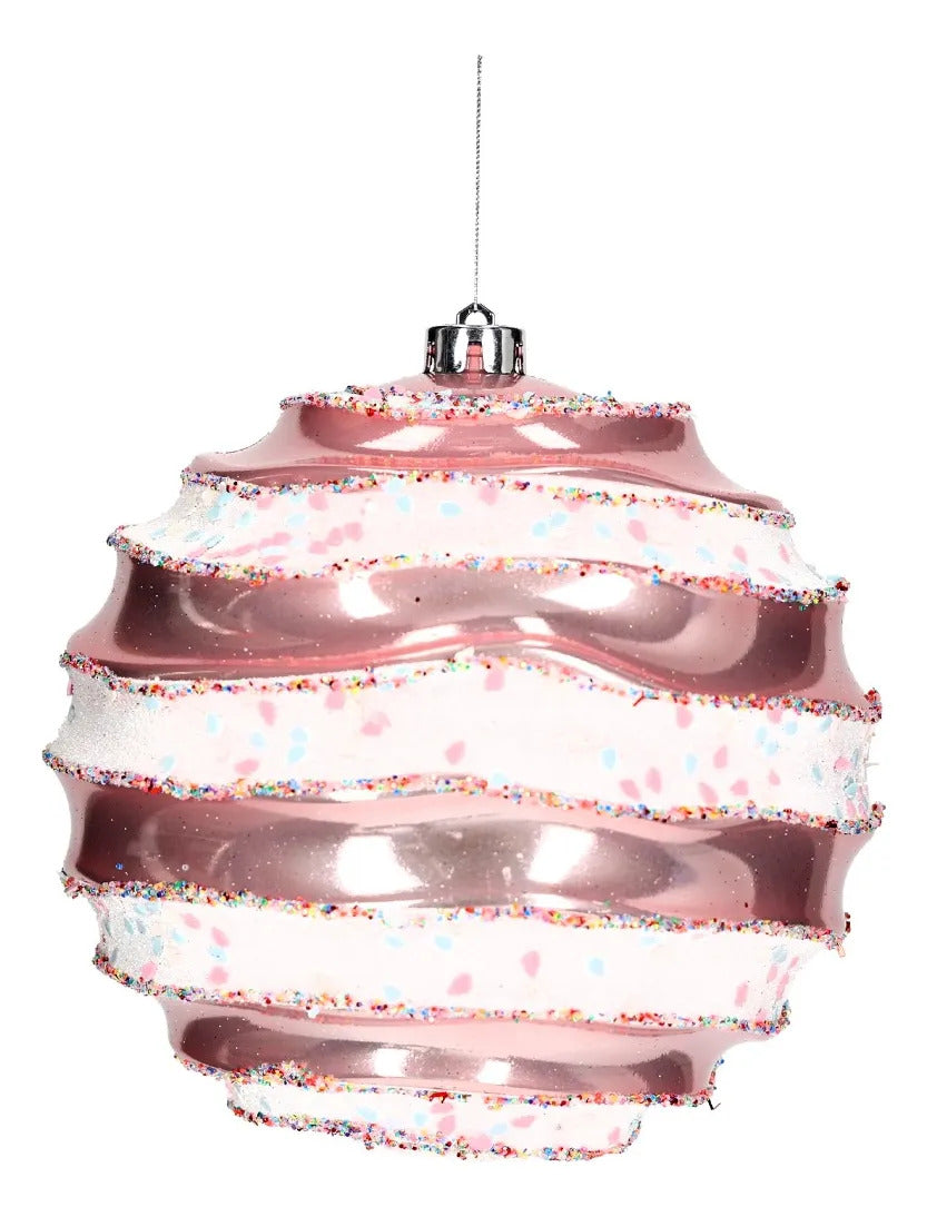 Esfera Navideña lluvia Rosa Champagne Candy Land 15 Cm