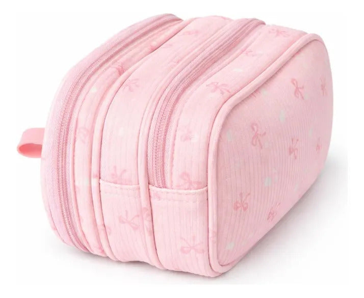 Set Escolar 3 Piezas Rosa Diseño Moños Mochila Comple