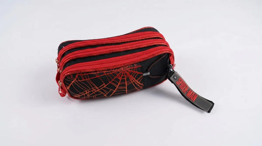 Lapicera Escolar Ruz Spider-man Negro Con Rojo Triple Cierre