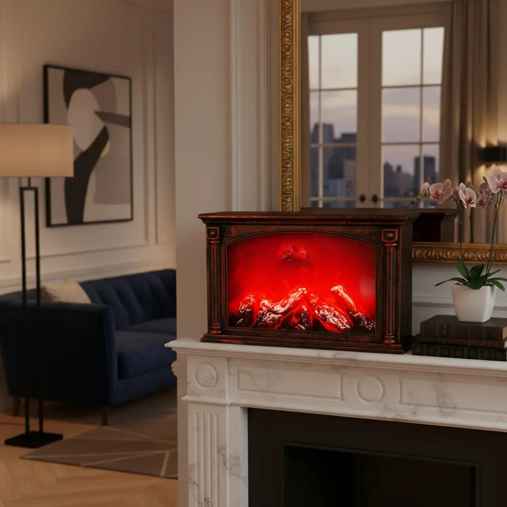 Chimenea Clásica Decorativa Navideña Con Luces Efecto Fuego