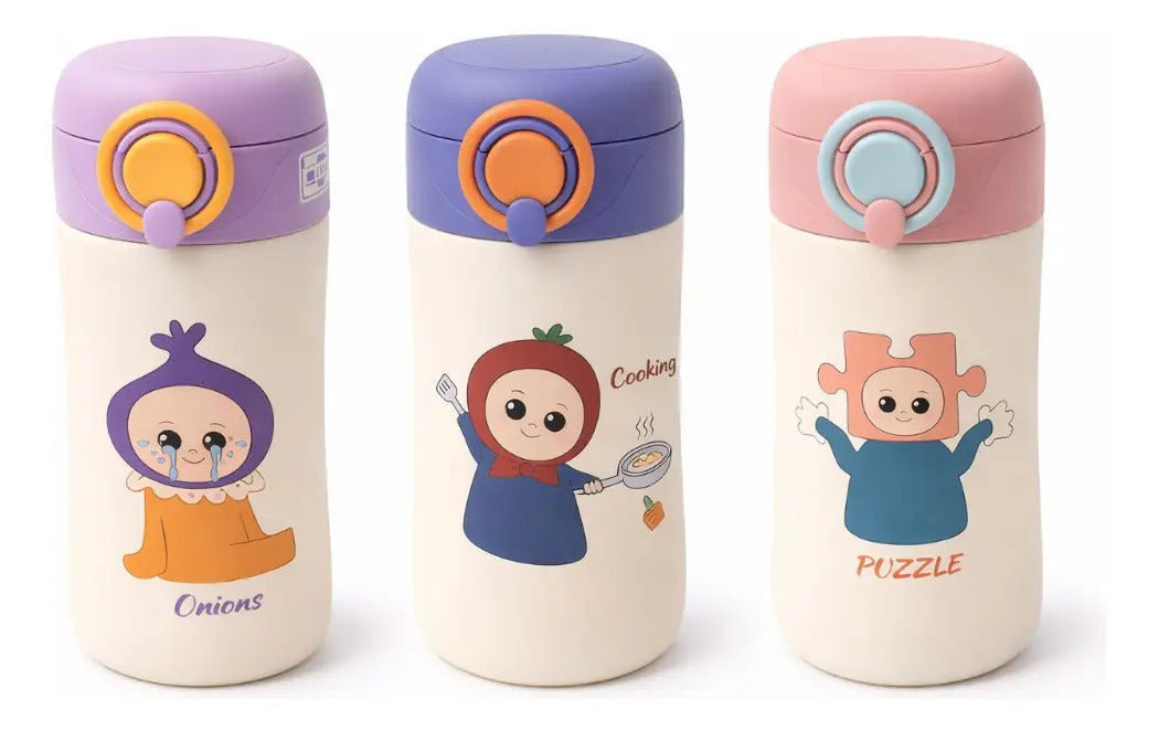 Termo Para Niños 400 Ml Inoxidable Con Seguro 3 Colores