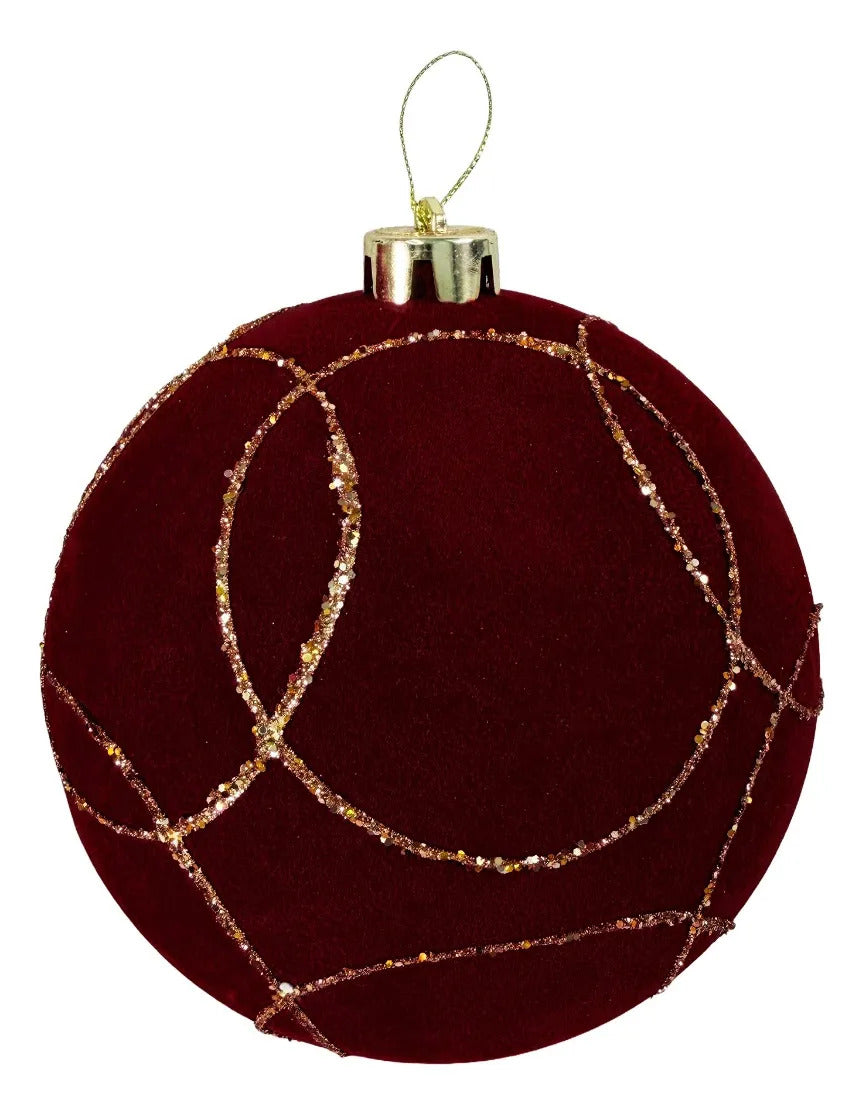 Set Esferas Navideñas 3 Piezas Vino Elegante Relieve