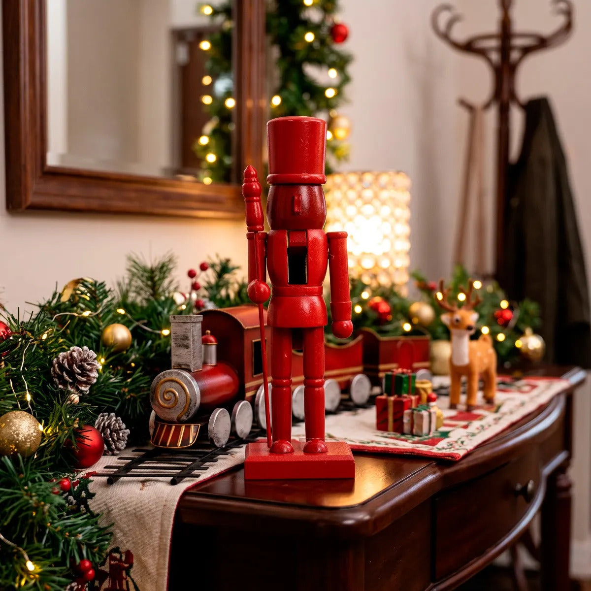 Soldado Cascanueces Lluvia Diseño Perro Navideño 30 cm