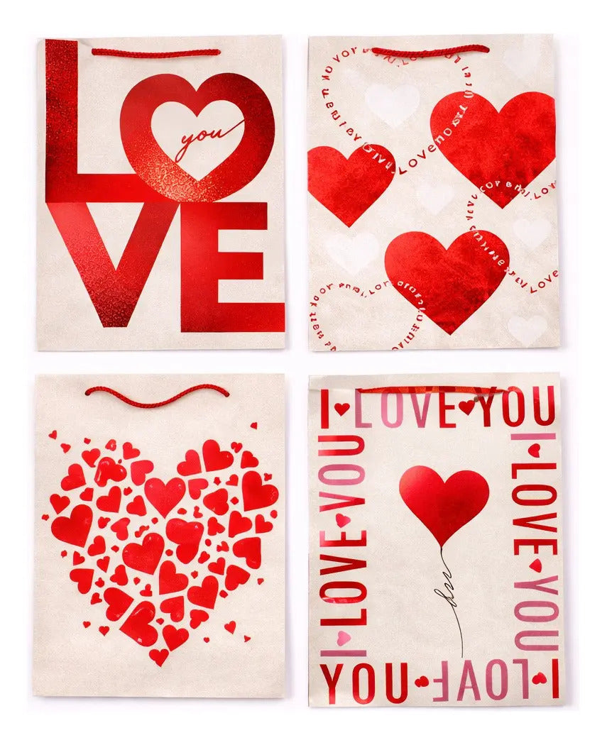 Bolsas De Regalo Una Docena Corazones Acabado Satinado