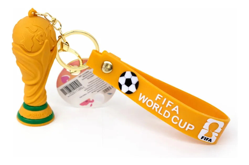 Llavero Copa Mundial Fifa Amarillo Con Correa Lluvia