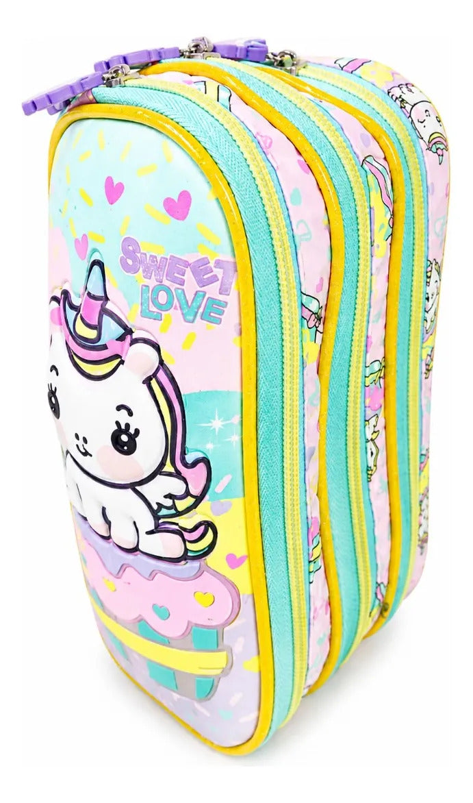 Lapicera Lluvia Unicornio Kawaii Con Panquecito Luminoso