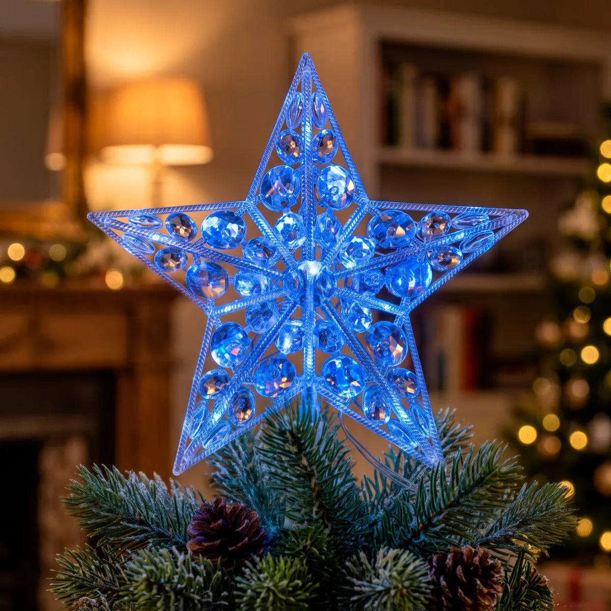 Punta De Árbol lluvia Estrella Con Piedras Cristalinas 25 Cm