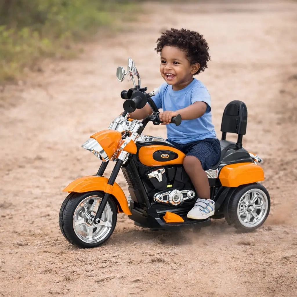 Motocicleta Eléctrica Infantil Color Naranja 3 Ruedas