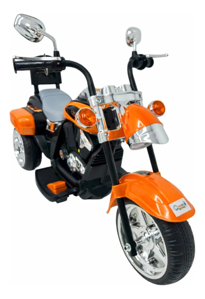 Motocicleta Eléctrica Infantil Color Naranja 3 Ruedas