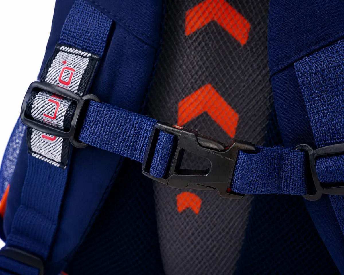 Mochila Juvenil Lluvia Azul Marino Y Naranja Moderna