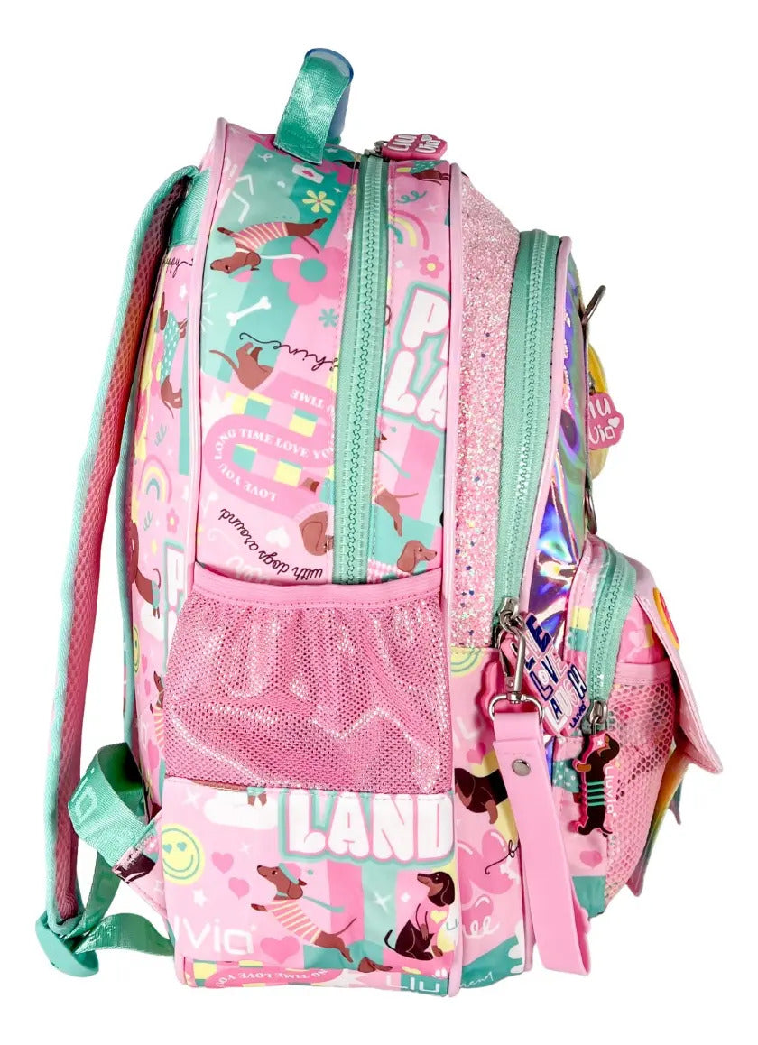 Paquete Mochila 3 Piezas Marca Lluvia Rosa Tornasol Primaria