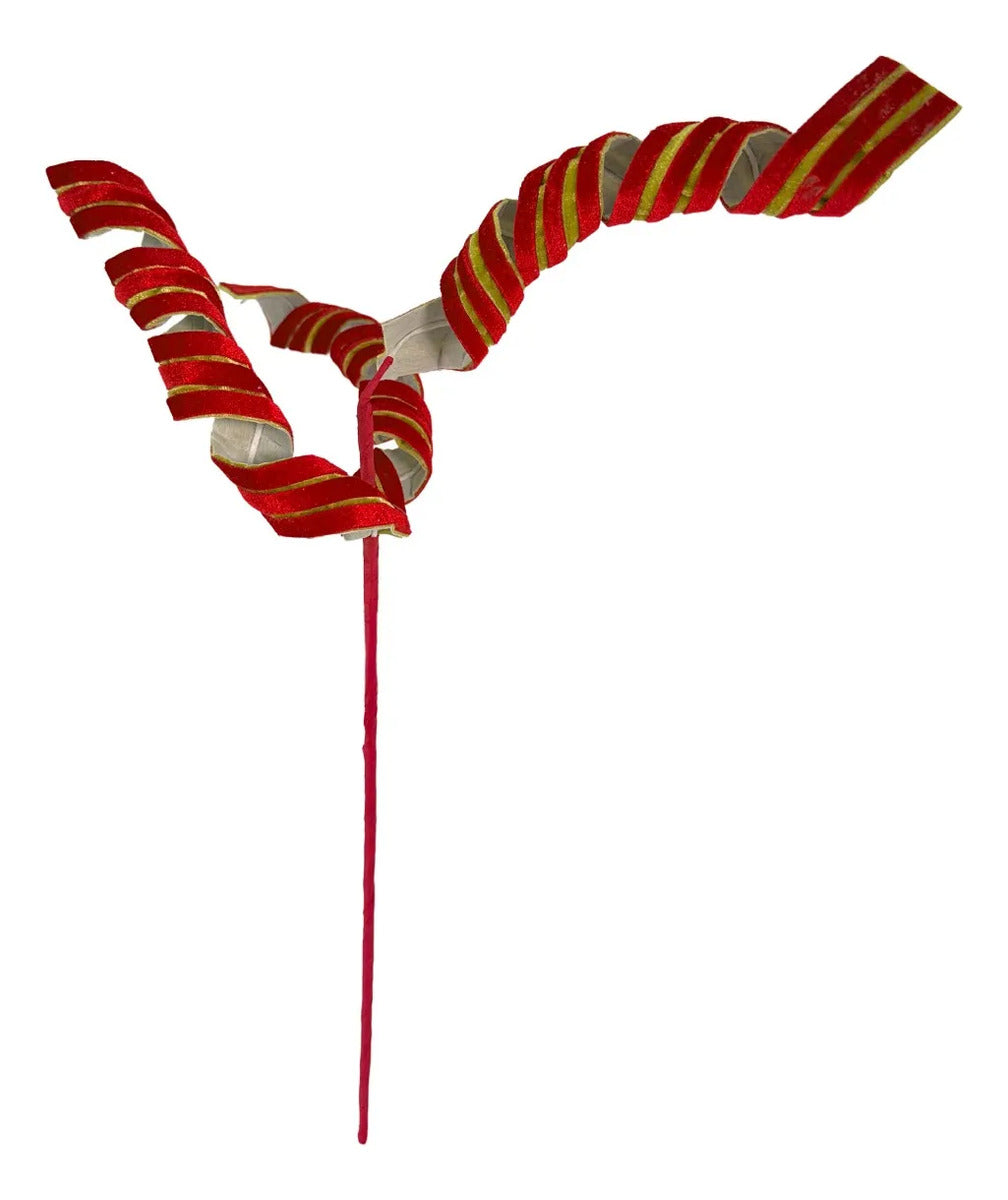 Vara Navideña Lluvia Curlis Rojos Estilo Caramelo 55cm