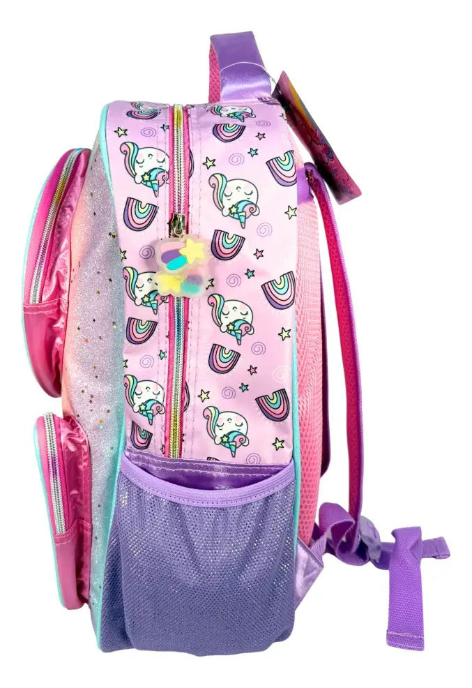 Mochila Primaria Set 3 Piezas Marca Lluvia Unicornio